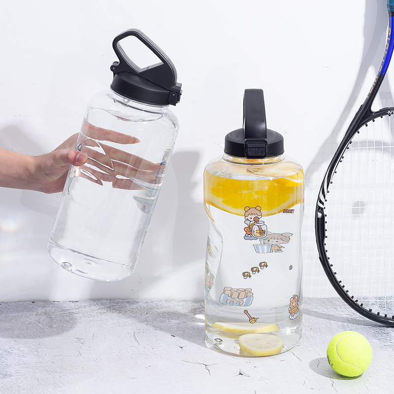 Botella de agua recta con mango portátil DF201437