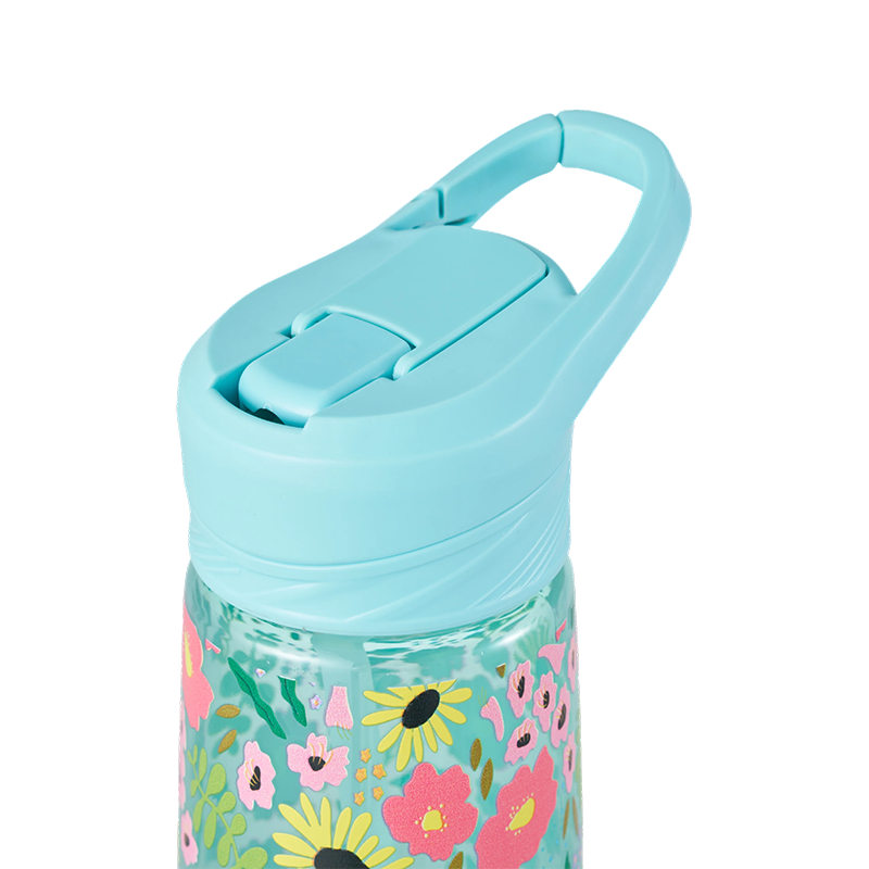 Botella de agua de plástico con tapa abatible de 800 ml