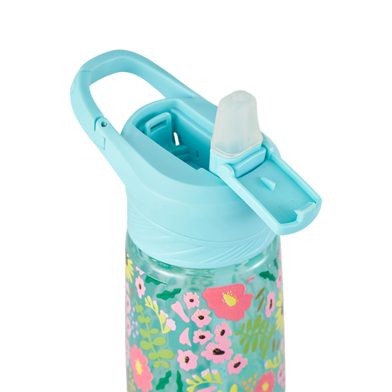 Botella de agua de plástico con tapa abatible de 800 ml
