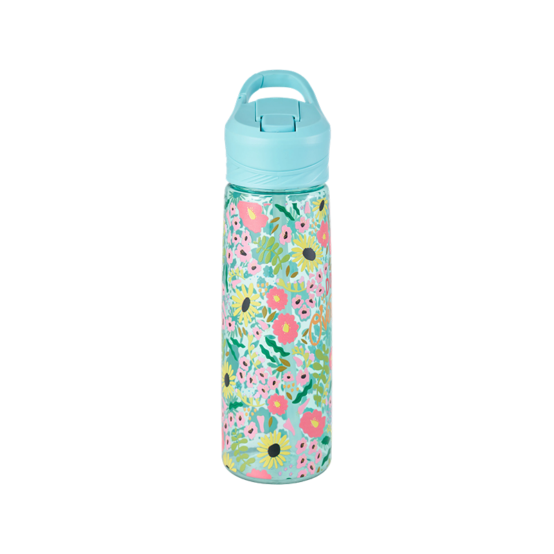 Botella de agua de plástico con tapa abatible de 800 ml