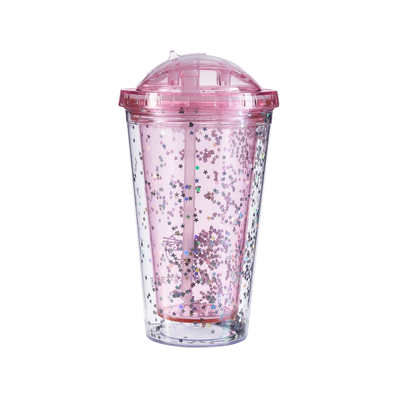 Vaso de boca ancha con purpurina 9097BV-16oz