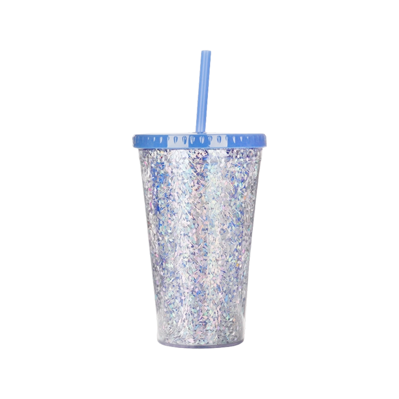 Vaso de boca ancha con purpurina de doble pared S9097-16oz