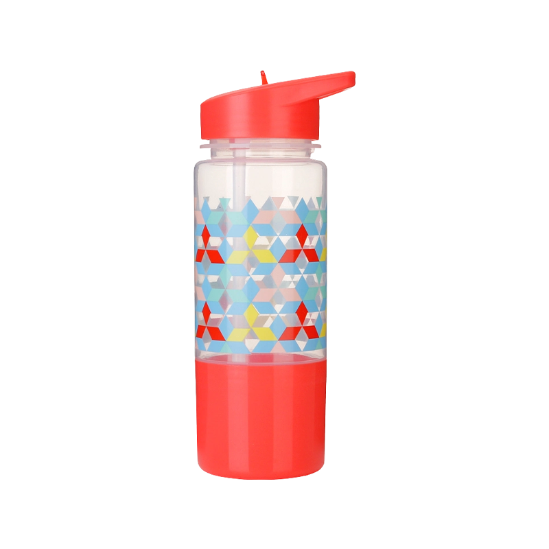 Botella de agua de plástico estilo taza para refrigerios 9688 580 ml