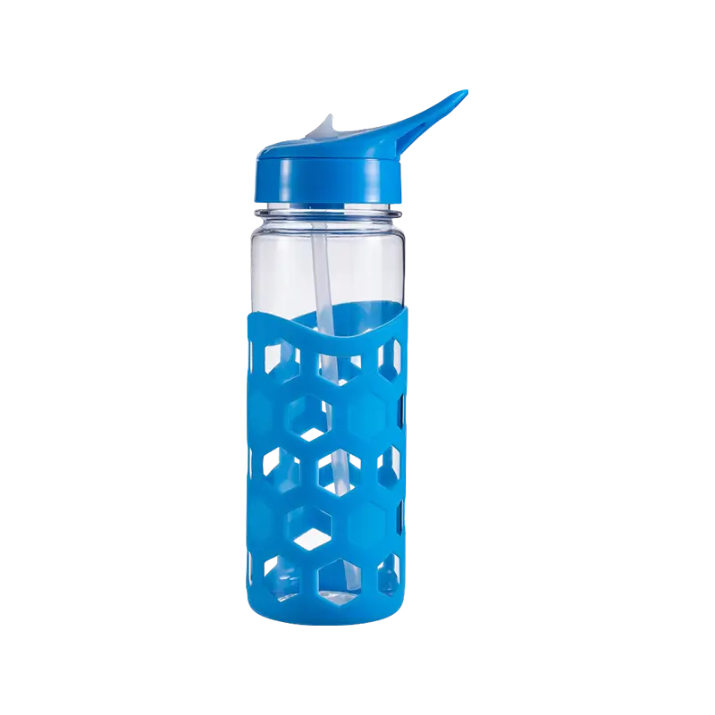Botella de agua de plástico con funda de silicona 1597A