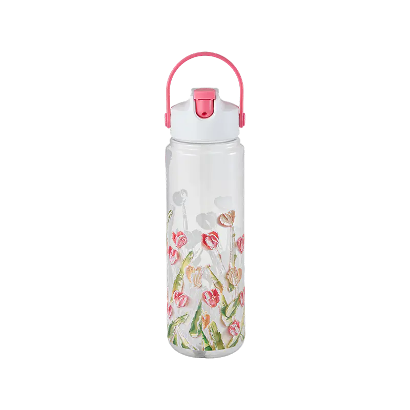 Botella de agua de plástico con tapa deslizante
